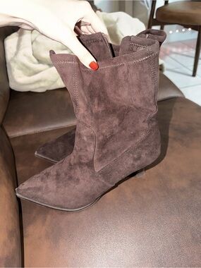 Burgundy Suede Ankle Booties